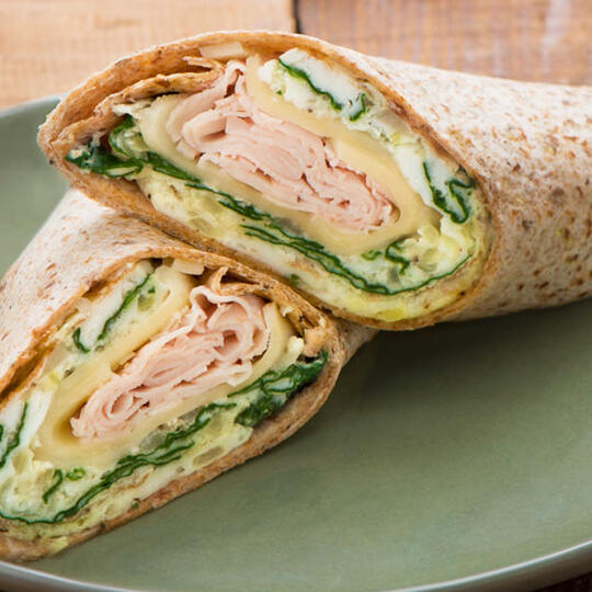 Egg White Spinach Omelette and Turkey Breakfast Wrap Dempster's